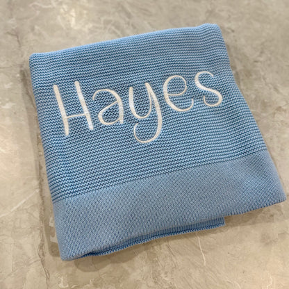 Knit Blanket- Baby Blue