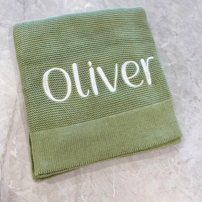 Knit Blanket- Sage Green