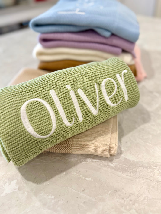 Knit Blanket- Sage Green