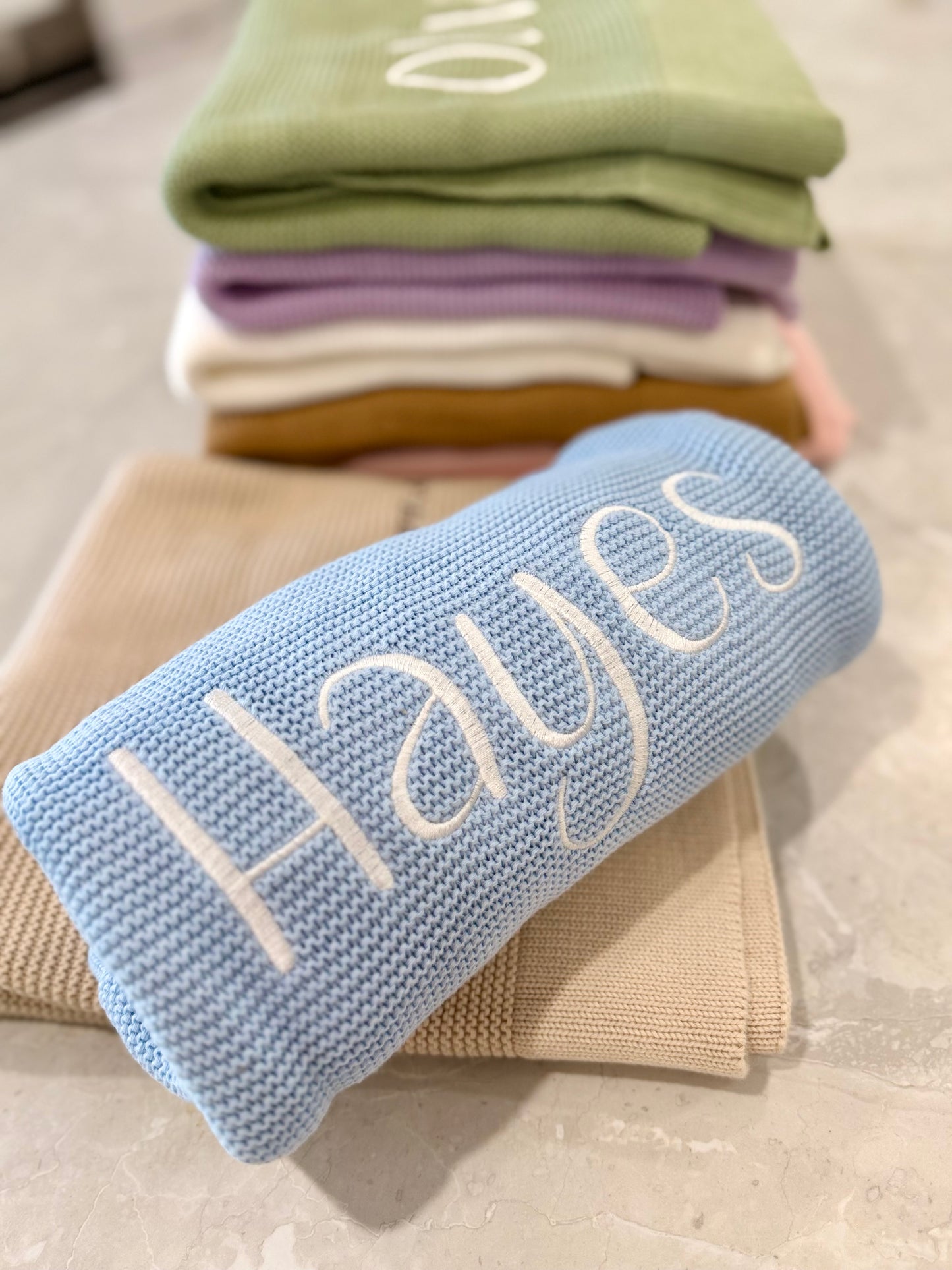 Knit Blanket- Baby Blue