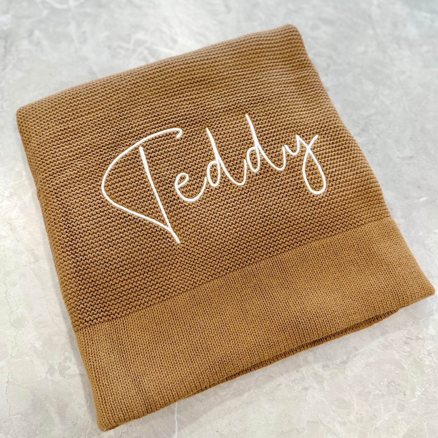 Knit blanket- Teddy Brown