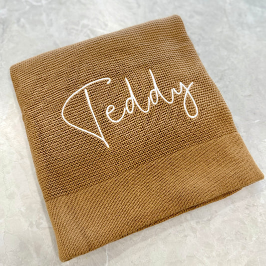 Knit blanket- Teddy Brown