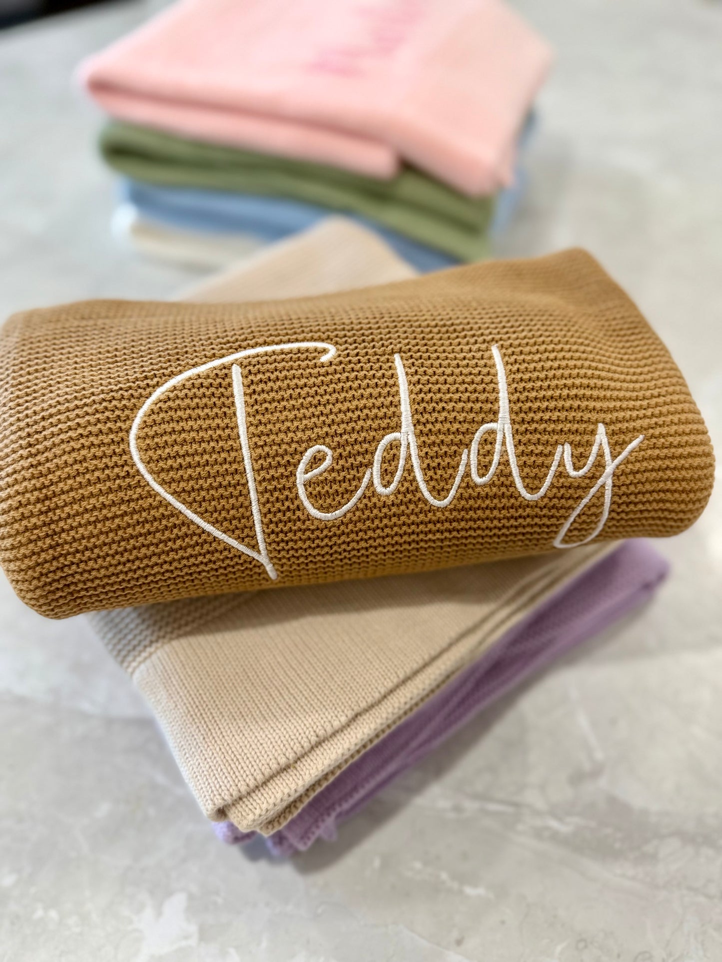 Knit blanket- Teddy Brown