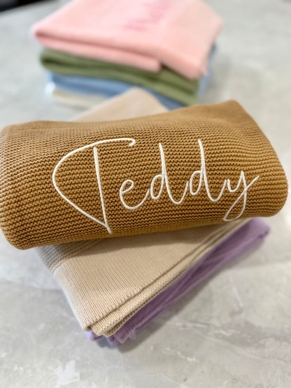 Knit blanket- Teddy Brown